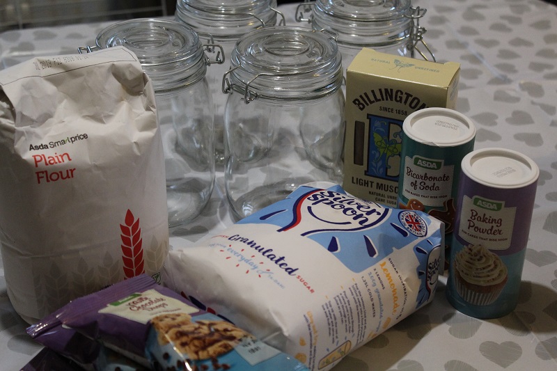 DIY Cookie Mix Jar ingredients and craft items 